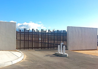 Sandia Pueblo police station cantilever gate